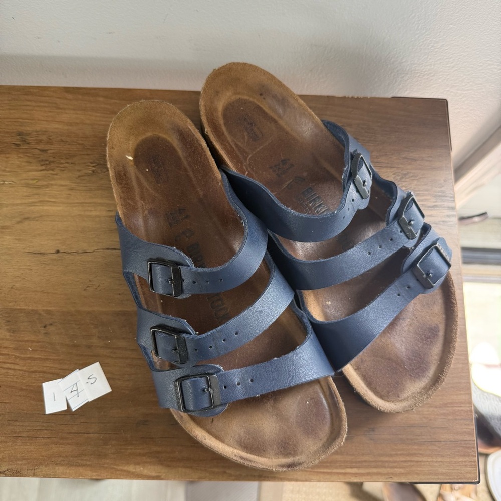 Navy blue Birkenstock Florida sandals